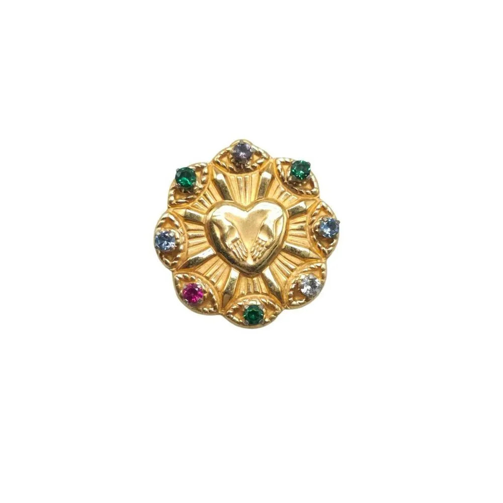 1970 F.C. Wolf Mother's Day Hands in Birthstones Pin 12k Gold Filled Vintage